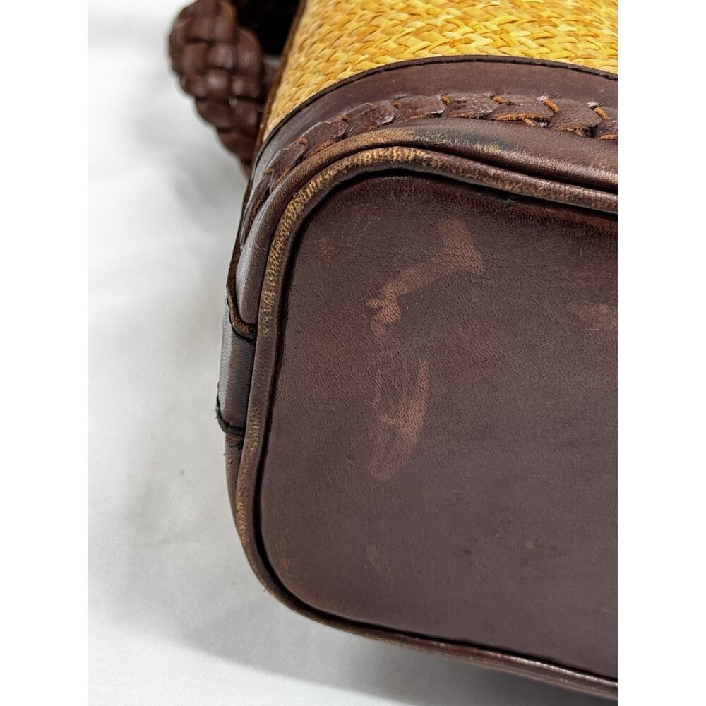 Women's Elliot Lucca Brown Straw & Leather Purse Tote Beach Resortwear Vacation - Picture 7 of 14